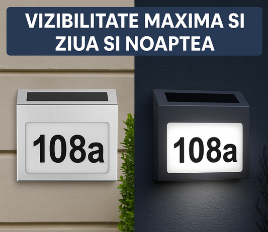 Numar De Casa Sau Poarta Cu incarcare Solara, LED exterior cu numar casa