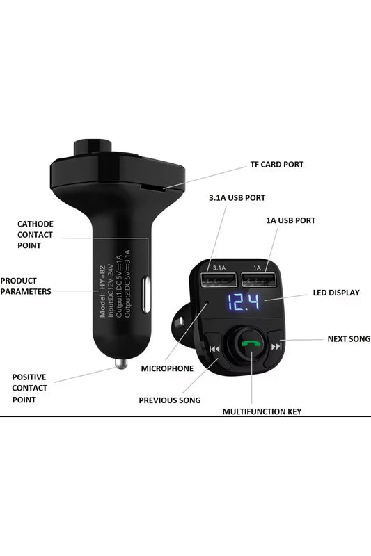 Modulator automat Bluetooth 2xUsb 3.1A si voltmetru,