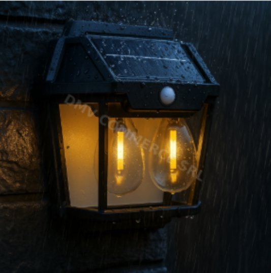 Lampa solara LED pentru exterior 28W cu 2 becuri