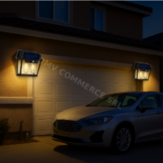 Lampa solara LED pentru exterior 28W cu 2 becuri