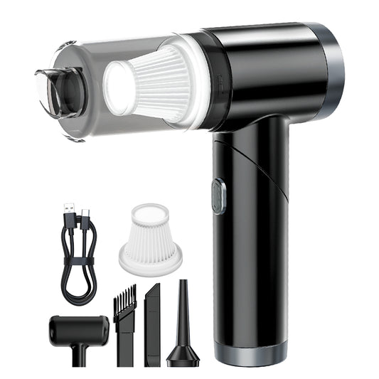 Aspirator auto portabil, fara fir, 9000Pa, 3 in 1, negru, reincarcabil USB, cu duze si HEP