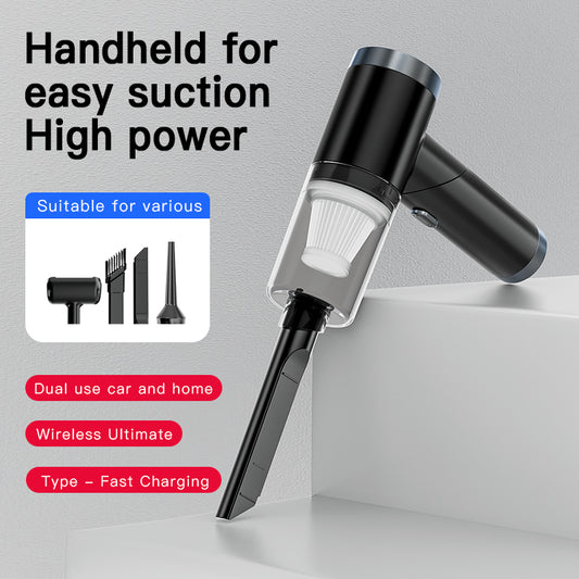 Aspirator auto portabil, fara fir, 9000Pa, 3 in 1, negru, reincarcabil USB, cu duze si HEP