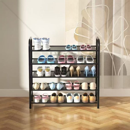 Raft pentru incaltaminte, 4 polite, metal aluminiu, negru