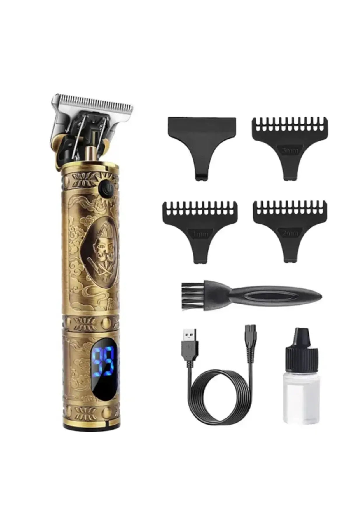 Aparat ras profesional,metalic, pentru barbati, LCD, 180 min autonomie, motor 10W, design auriu