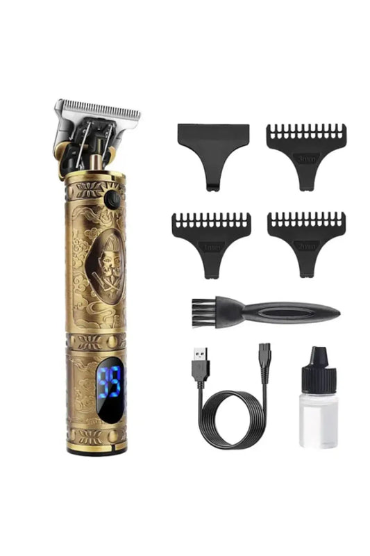 Aparat ras profesional,metalic, pentru barbati, LCD, 180 min autonomie, motor 10W, design auriu